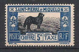 SPM - 1932 - Taxe TT N°YT. 21 - Chien De Terre-Neuve 5c Outremer - Neuf Luxe ** / MNH / Postfrisch - Timbres-taxe
