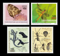 Liechtenstein 2024 Mih. 2117/20 Fauna (overprint). Butterfly. Dragonfly. Salamander. Ant MNH ** - Unused Stamps