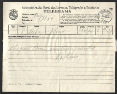 Telegram Circulated In 1946, Obliteration Of Cuba, Alentejo. Telegrama Circulado 1946, Obliteração Cuba, Alentejo.  Tele - Briefe U. Dokumente