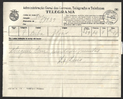 Telegram Circulated In 1946, Obliteration Of Cuba, Alentejo. Telegrama Circulado 1946, Obliteração Cuba, Alentejo.  Tele - Cartas & Documentos