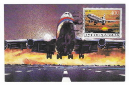 Jugoslawien  1987 , " 60- Godisnjica Civilnog Vazdusnog Saobracaja U Jugoslavija" - Maximum Card - First Day 20.3.1987 - Cartes-maximum