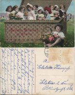 Ansichtskarte  Geburtstag - Kinder Mädchen Fotokunst Kiste 1911 - Geburtstag