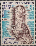 COMORES Poste Aérienne 53 ** MNH Carte Grande Comore Map 1973 (CV 11 €) - Luftpost