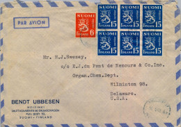 1949 FINLANDIA , HELSINKI - DELAWARE , SOBRE CIRCULADO , CORREO AÉREO - Lettres & Documents