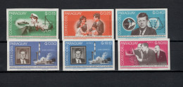 Paraguay 1965 Space, JFK Kennedy 6 Stamps Imperf. MNH - South America