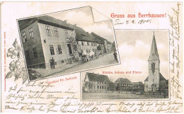 AK Gruß Aus Herrhausen Bei Seesen, Gasthof Fr. Isebeck - Kirche, Schule Und Pfarrei 1900 - Seesen