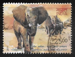 INDIA 2011 Africa 2nd Summit ,Elephant, Tusker, Fauna, Animals, Map,Mammoth Family, Used (**) - Ongebruikt