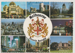 Australia VICTORIA VIC Tram Railway Station Buildings City Multiviews MELBOURNE Nucolorvue MLC15 Postcard C1970s - Melbourne
