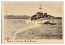 Umbria Perugia Castiglione Del Lago (foto Ricci) Traghetto Esperia II In Navigazione Sul Lago Trasimeno Primi Anni 50 - Fähren