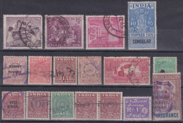 F-EX49722 INDIA REVENUE RELIEF INSURANCE CONSULAR STAMP LOT.  - Dienstzegels