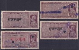 F-EX49728 INDIA LOCAL REVENUE TAX. RAJASTHAN OVERPRINT TIPO IV.  - Official Stamps