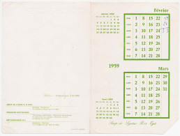 Buvard Double Calendrier Janvier/Avril 1959 Laboratoires De L'Equilibre Biologique Sirop De Lysine B12 Egic 2x 15.5 X 23 - Drogerie & Apotheke