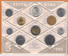 1982 Italia - Monetazione Divisionale - Annata Completa - FDC - Mint Sets & Proof Sets