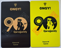 2024..KAZAKHSTAN..LOT OF 2 TRANSCARDS..QARAGANDY..ONAY!LIMITED EDITION! 90 YEARS OF KARAGANDY - Andere & Zonder Classificatie