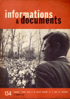 Revue Diplomatique Informations & Documents N° 154 - Janvier 1962 - Kennedy : Douze Mois à La Maison Blanche - Storia