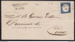 1860 SARDEGNA, 20 Cent. Su Lettera Con Annullo CASTIGLIONE D'INTELVI Punti 12 - Sardinië