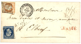 CAMPAGNE D' ITALIE : 1856 20c (n°14) Pd + 40c (n°16) Obl. GRILLE + CORPS EXPEDITIONNAIRE D' ITALIE 2e DIVISION + CHARGE  - Army Postmarks (before 1900)