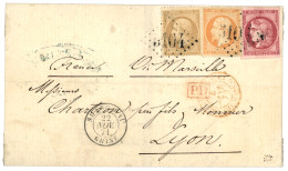 80c BORDEAUX Utilisé à SHANGHAI : 1871 80c BORDEAUX (n°49) TB Margé + 10c (n°21) + 40c (n°23) Obl. GC 5104 + SHANGHAI CH - 1849-1876: Classic Period