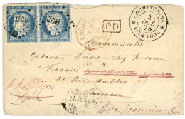 1875 CG 25c CERES (x2) TB Margés Obl. CCH + COCHINCHINE VINH-LONG Sur Enveloppe Pour La FRANCE. TTB. - Other & Unclassified