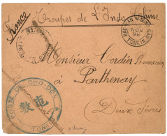 TONKIN : 1899 Rare Cachet BAC-KAN S/ SONG CAU TONKIN + POSTE DE CHO-DON Sur Pour La FRANCE. Verso, THAINGUYEN + BAC-KAN  - Autres & Non Classés