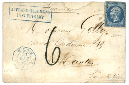 MEXICO - French Packet : 1863 FRANCE 20c (n°14) Canc. ANCHOR In Blue + French Consular Cds MEXIQUE + 6 Tax Marking + AFF - 1849-1876: Classic Period