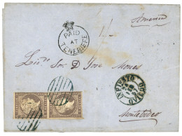 PAID AT TENERIFFE : 1857 SPAIN Pair 2R + INPIESTO OVIEDO + PAID AT TENERIFFE On Entire Letter To MONTEVIDEO (URUGUAY). R - Other & Unclassified