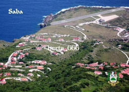 Saba Island Aerial View Runway New Postcard - Saba