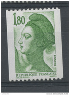 FRANCE -  1F80 Vert LIBERTÉ N° ROUGE AU DOS -  N° Yvert 2378a** - 1982-1990 Vrijheid Van Gandon