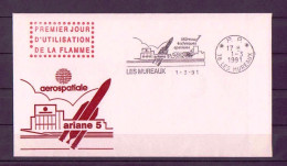 Espace 1991 - France - Frankreich LTC Y&T N°EMA1991 03 01 - Michel N°BFS1991 03 01- 1er Jour Flamme Ariane 5 Aux Mureaux - Europa