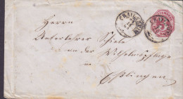 Württemberg Postal Stationery Ganzsache DREI KREUZER, CRAILSHEIM 1863 ESSLINGEN (Arr. Cds.) (2 Scans) - Postal  Stationery