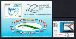 2013 Cuba Upaep Postal Services Flags Complete Set Of 1 + Souvenir Sheet  MNH - Neufs