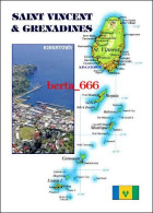Saint Vincent And The Grenadines Map New Postcard * Carte Geographique * Landkarte - Saint Vincent &  The Grenadines