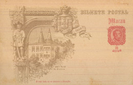 MACAO , TARJETA ENTERO POSTAL , MACAU , PALACIO REAL DE SINTRA - Entiers Postaux