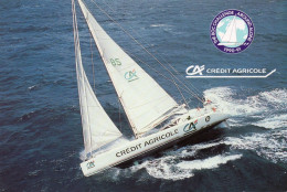 VOILE - PHOTO DEDICACEE AU DOS DU NAVIGATEUR FRANCAIS PHILIPPE JEANTOT SUR CREDIT AGRICOLE - BOC CHALLENGE 1990 - Sailing