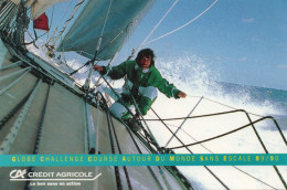 VOILE - PHOTO DEDICACEE AU DOS DU NAVIGATEUR FRANCAIS PHILIPPE JEANTOT SUR CREDIT AGRICOLE IV - GLOBE CHALLENGE 89/90 - Sailing