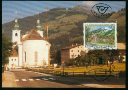 Mk Austria Maximum Card 1988 MiNr 1931 | Brixen Im Thale, Tyrol. Parish Church And Dean's House #max-0016 - Maximumkaarten