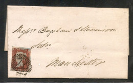 UK -1846 1d DEEP RED-BROWN  HORIZONTAL OVAL DIAMOND SINGLE CANCEL-STRATFORD To MANCHESTER  Reception At Back - Cartas & Documentos