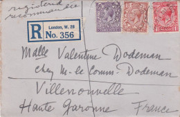 Grande-Bretagne -1932--lettre Recommandée LONDON Pour VILLENOUVELLE (France) ..timbres, Cachet Du 18-2-1932-- - Lettres & Documents
