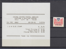 USA 1992 PMC Gard-ATM 0,01$ ** Mit Ersttags-Automatenquittung 20.8.92 - Other & Unclassified