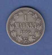 Finnland Silber-Kursmünze 1 MARKKA Aus Dem Jahr 1866 - Finlande