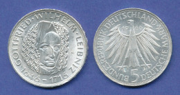 Bundesrepublik 5DM Silber-Gedenkmünze 1966, Gottfried Wilhelm Leibniz - 5 Mark