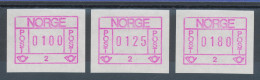 Norwegen Frama-ATM 1978, Aut.-Nr. 2 (Oslo Flughafen) Tastensatz 100-125-180 ** - Automaatzegels [ATM]