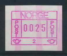 Norwegen Frama-ATM 1978,  Endstreifen-ATM 0025 Aus Automat 2 ** - Machine Labels [ATM]