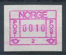 Norwegen Frama-ATM 1978, Aut.-Nr. 2 Mit Klischeefehler "gebrochene Erste 0" ** - Automaatzegels [ATM]