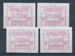 Belgien FRAMA Sonder-ATM Junex 2001, Satz 17-21-30-34 BFr. ** - Otros & Sin Clasificación