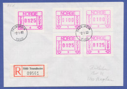 Norwegen Frama-ATM 1978, R-Brief Mit 5 ATM Aller Aut.-Nr. 1-5, O Trondheim - Vignette [ATM]