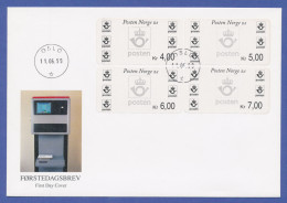 Norwegen ATM-ähnliche Briefmarken Mit Fester Wertangabe. 4 Werte Auf FDC 11.6.99 - Machine Labels [ATM]