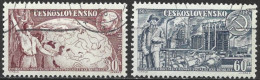 Czechoslovakia 1957. Scott #827-8 (U) Russian Revolution, 40th Anniversay  (Complete Set) - Usati