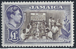 1949 JAMAICA - SG 113a Giorgio VI° 1£  MLH* - Andere & Zonder Classificatie