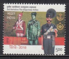 India MNH 2018, 3rd Battalion, Rajputana Rifles, Defence, Army, - Ongebruikt